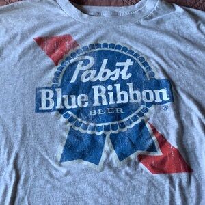 Pabst Blue Ribbon Beer grey t-shirt- LG